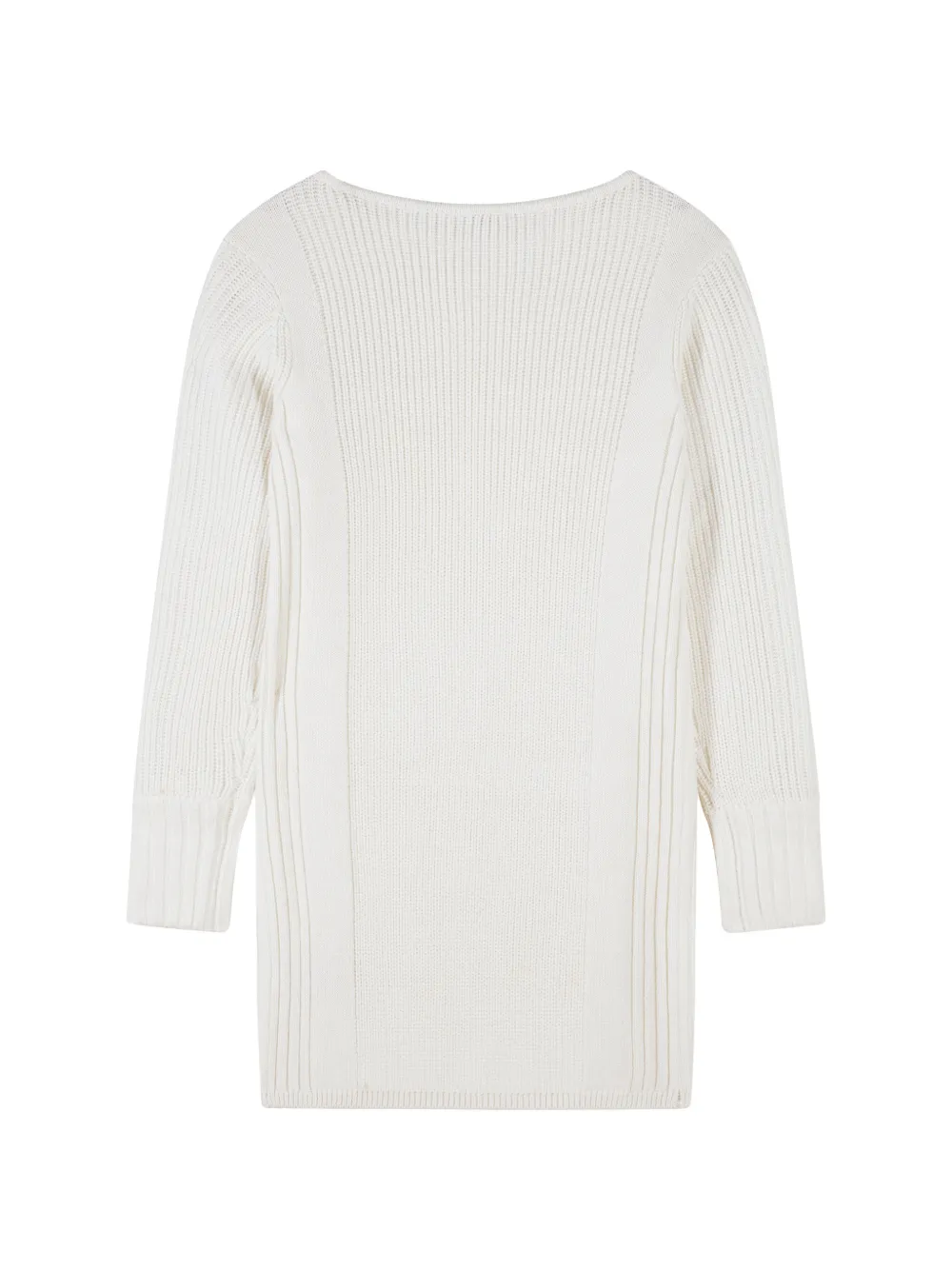 Patrizia Pepe ribbed-knit zip-detail mini dress Wit