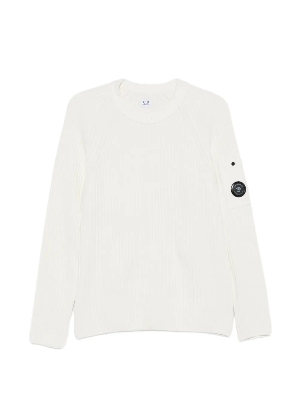 C.P. Company ribbed-knit Lens detail sweater Wit