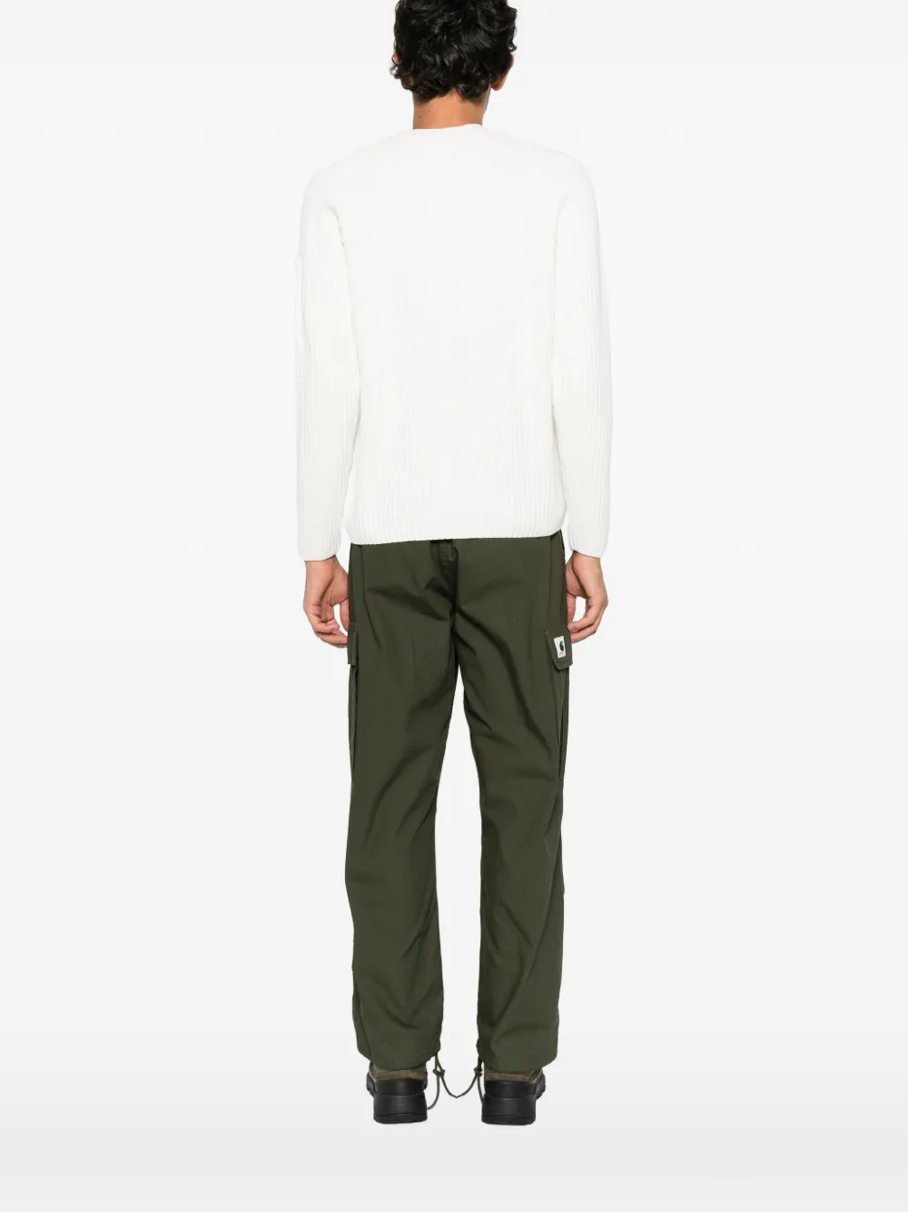 C.P. Company ribbed-knit Lens detail sweater Wit