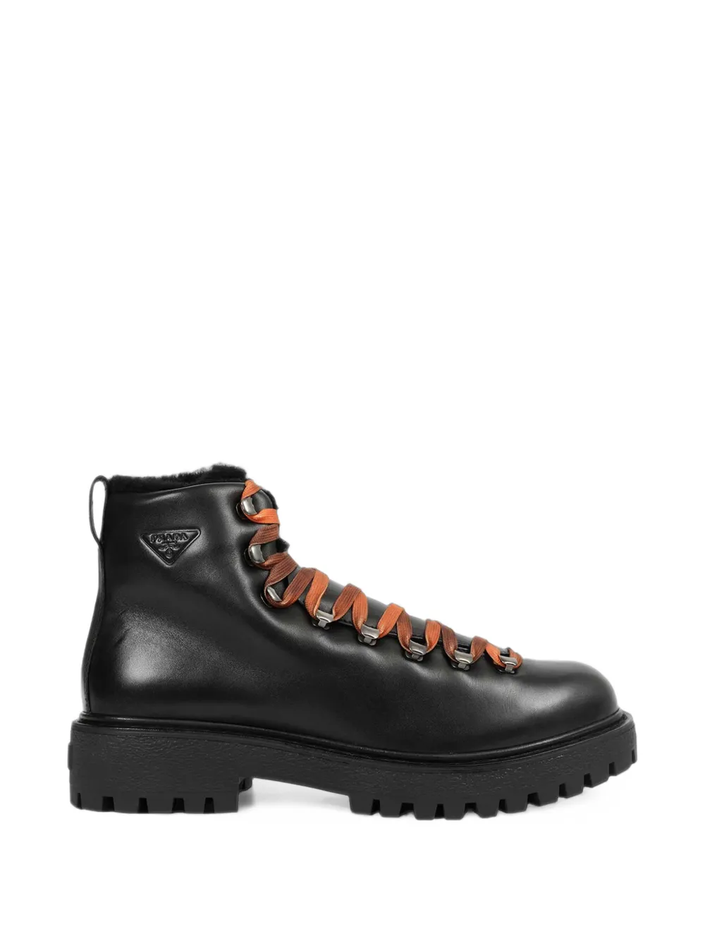 Prada antiqued leather lace-up ankle boots - Noir Prada antiqued leather lace-up ankle boots - Noir