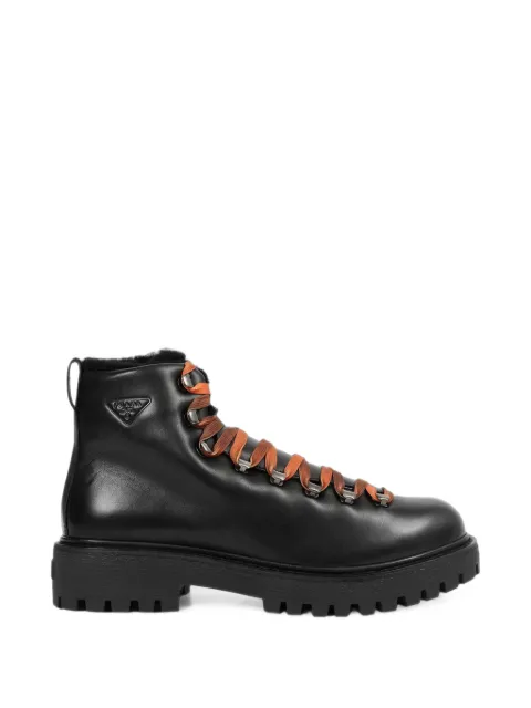 Prada antiqued leather lace-up ankle boots