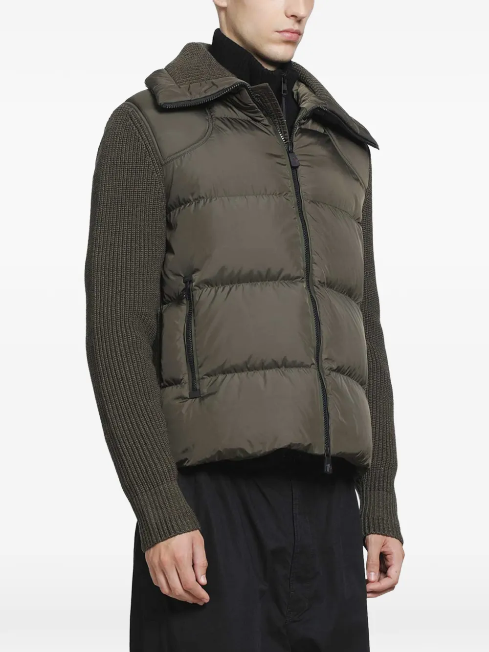 Moncler Grenoble quilted panel-knit jacket Groen