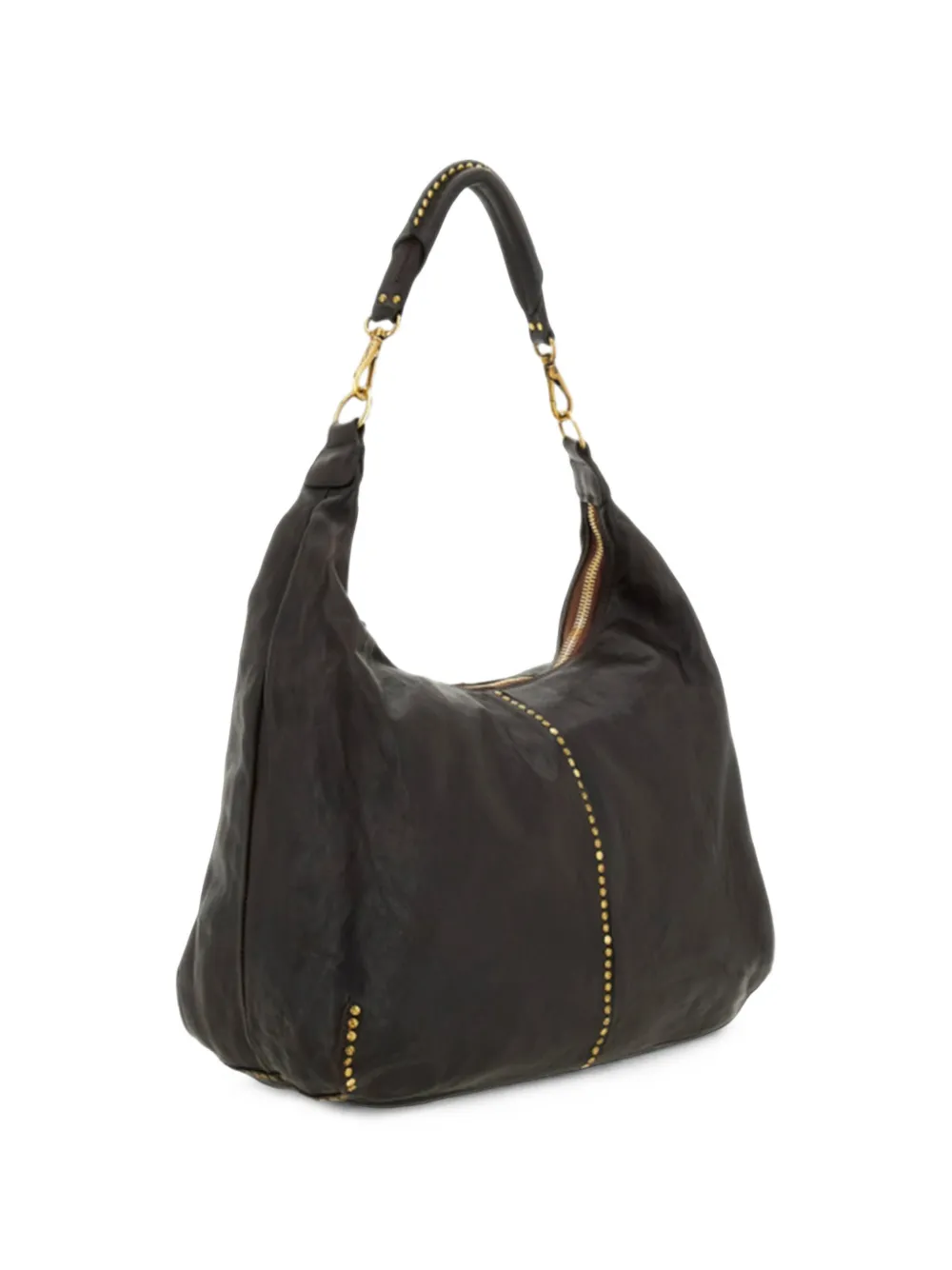 Campomaggi studded shoulder bag - Marrone