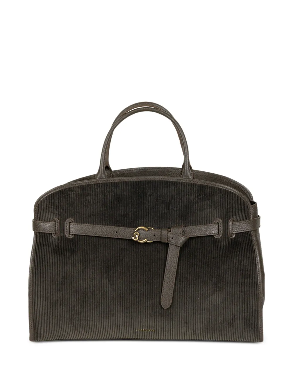 Coccinelle corduroy-effect buckled tote bag - Marrone