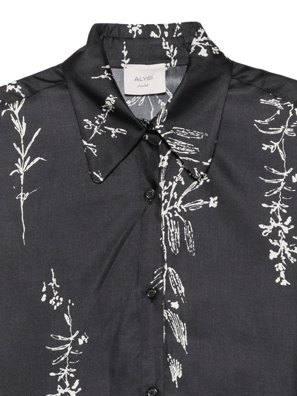 Alysi floral-print silk shirt Zwart