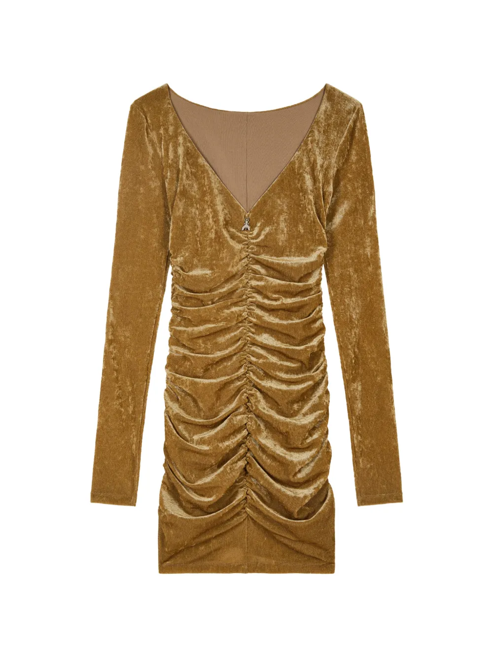 Patrizia Pepe ruched velvet mini dress Goud