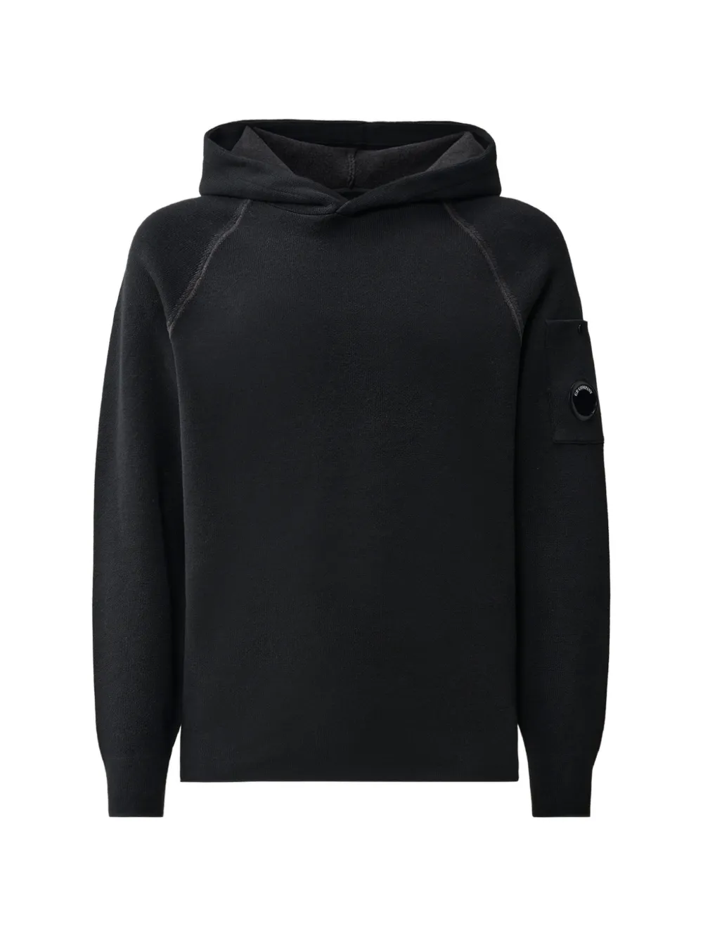 C.P. Company double cotton knit Lens hooded sweater Zwart