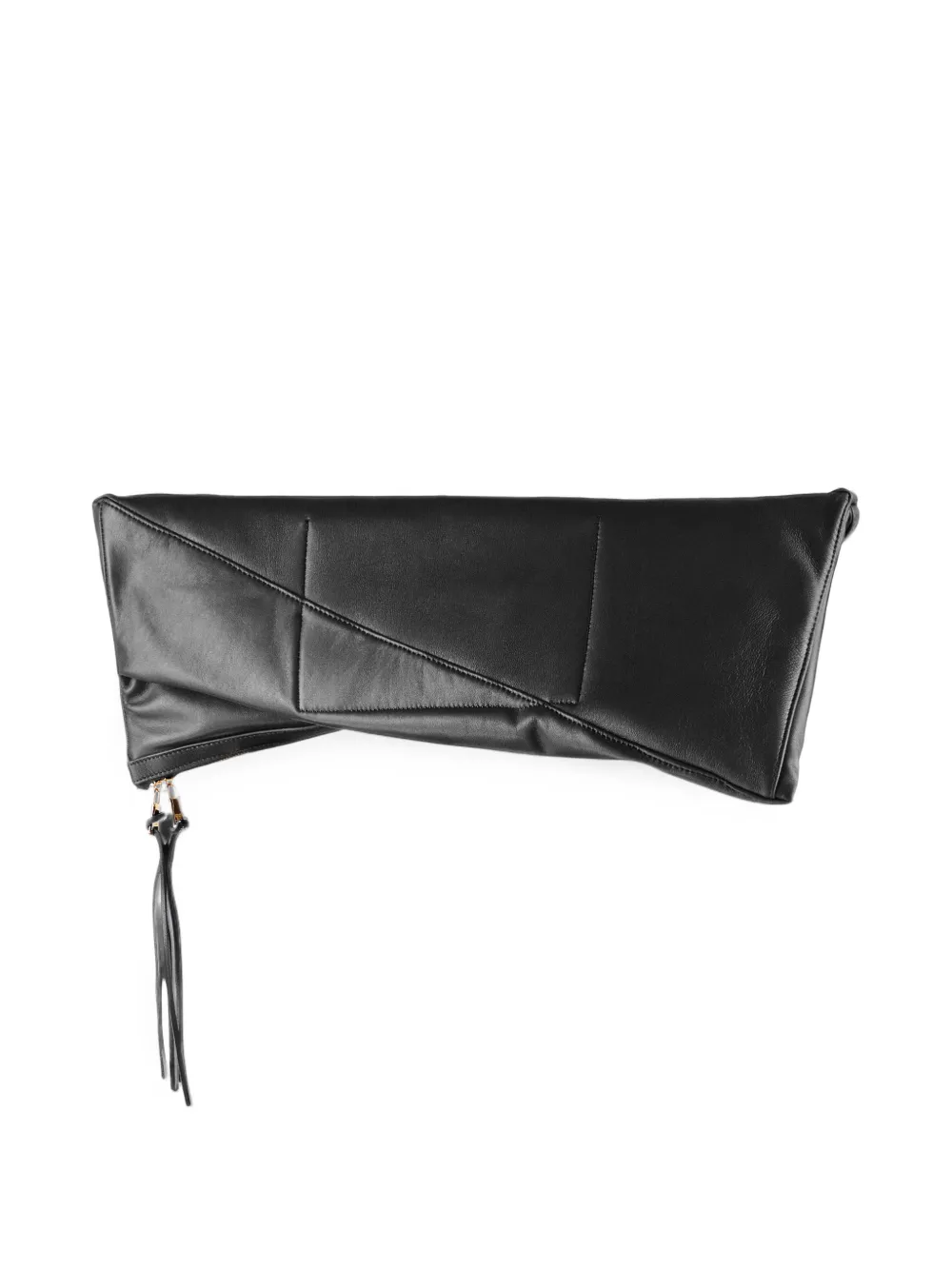 Patrizia Pepe Vedo Non Vedo asymmetric leather clutch bag Zwart