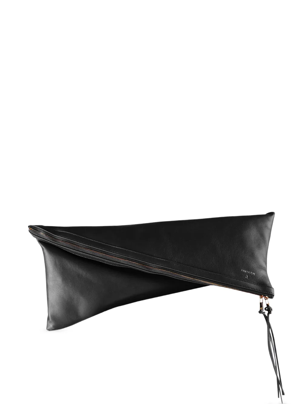 Patrizia Pepe Vedo Non Vedo asymmetric leather clutch bag Zwart