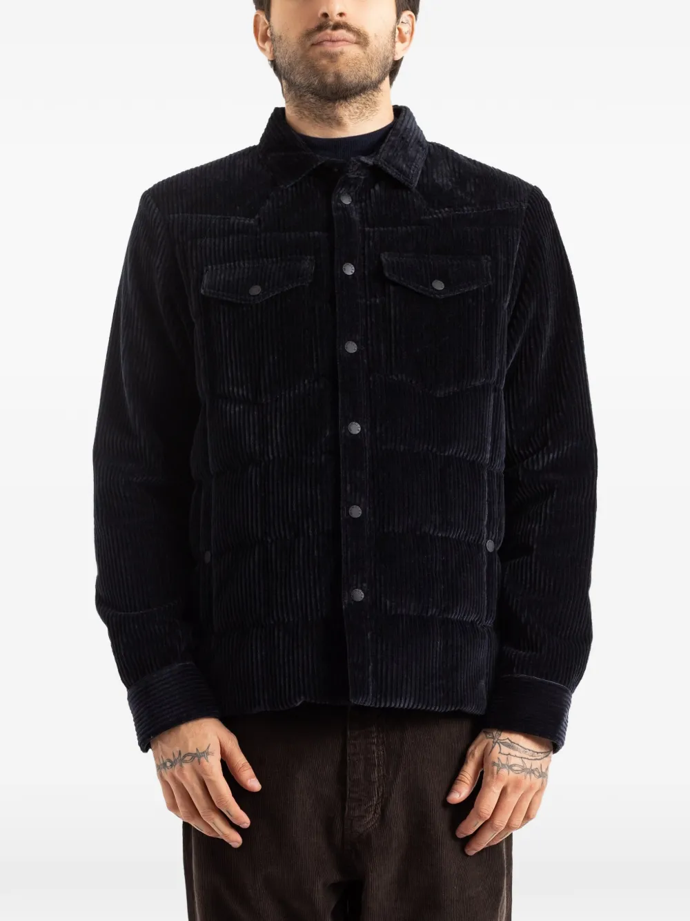 Moncler Grenoble Gelt corduroy-quilted jacket Blauw