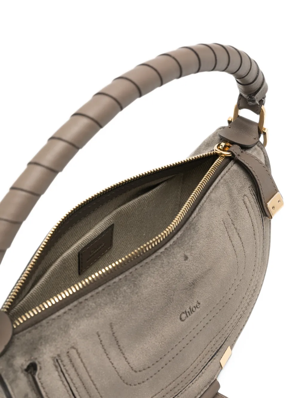 Chloé mini Marcie whipstitch-trim shoulder bag Grijs