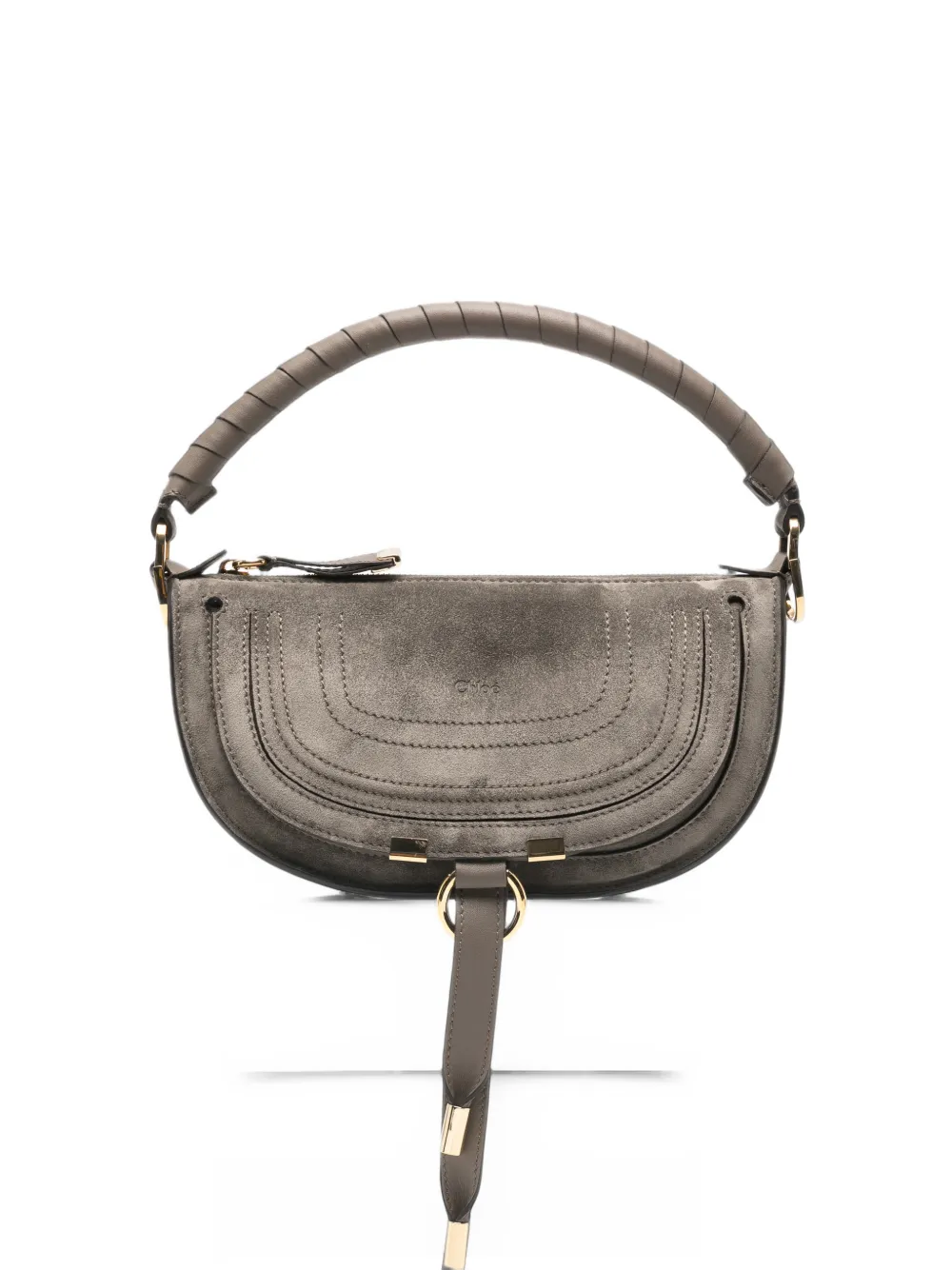 Chloé mini Marcie whipstitch-trim shoulder bag - Grau