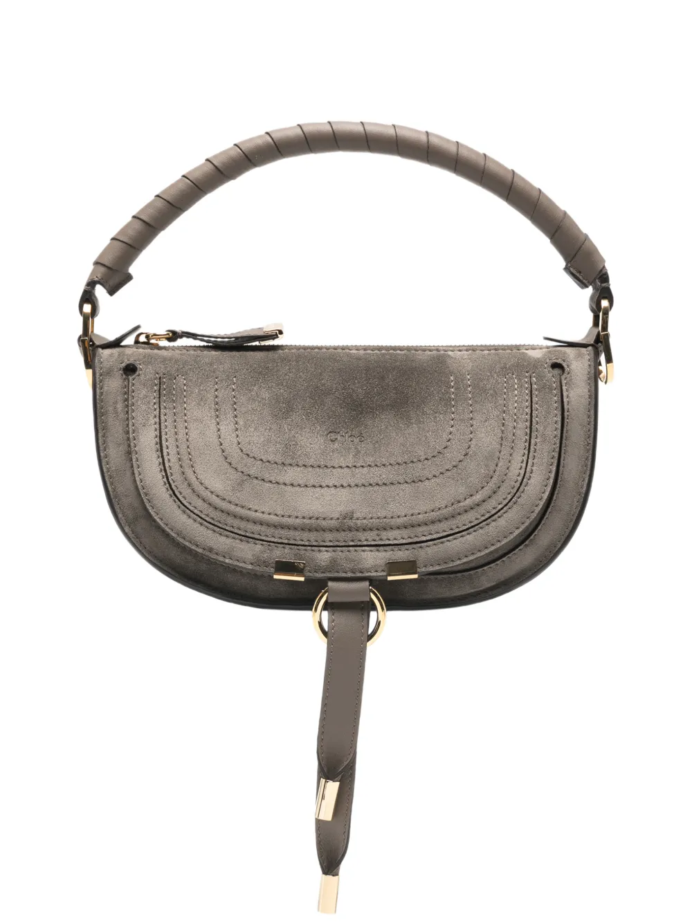 Chloé mini Marcie whipstitch-trim shoulder bag Grijs
