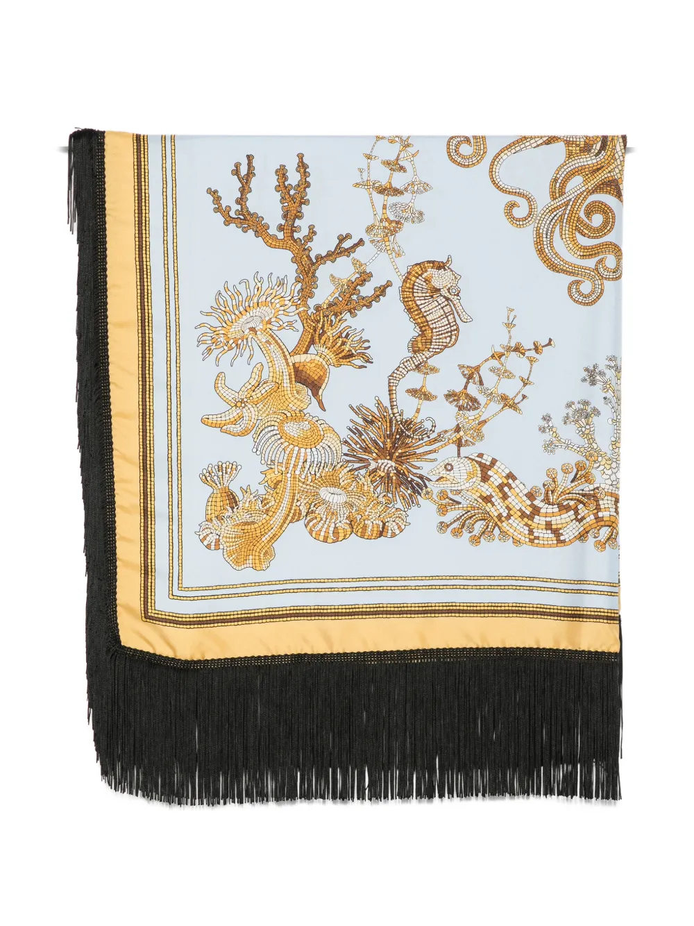 La Doublej Mosaic-print Fringed Scarf In Multi