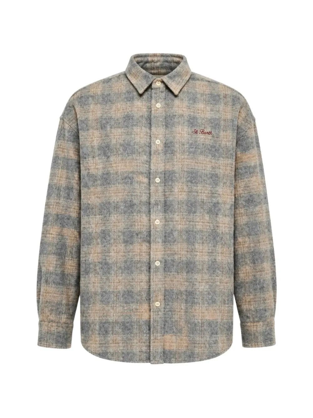 MC2 Saint Barth x Peanuts Lully wool-blend flannel shirt with Snoopy embroidery Grijs