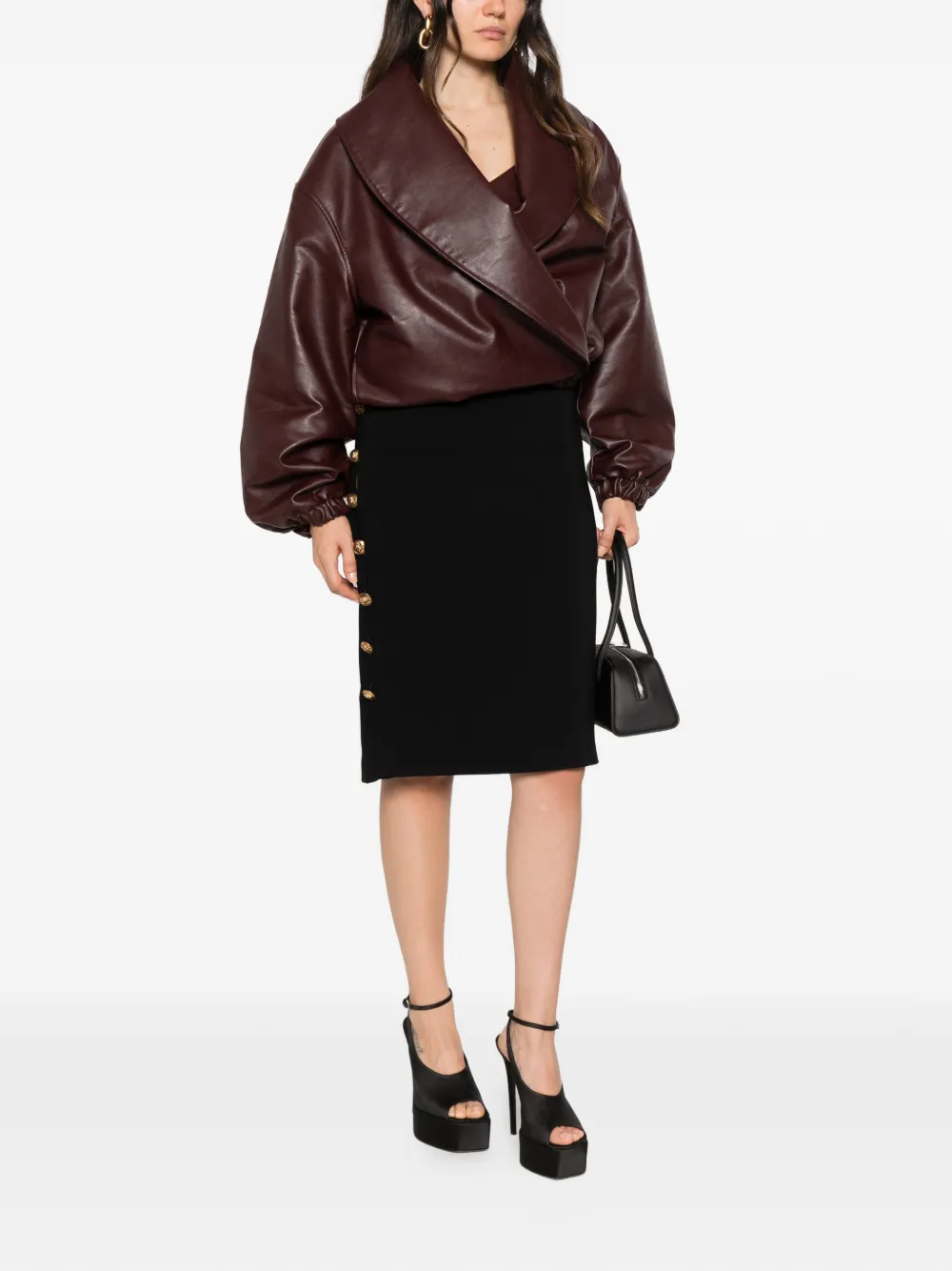 Versace Medusa button-embellished midi skirt Zwart