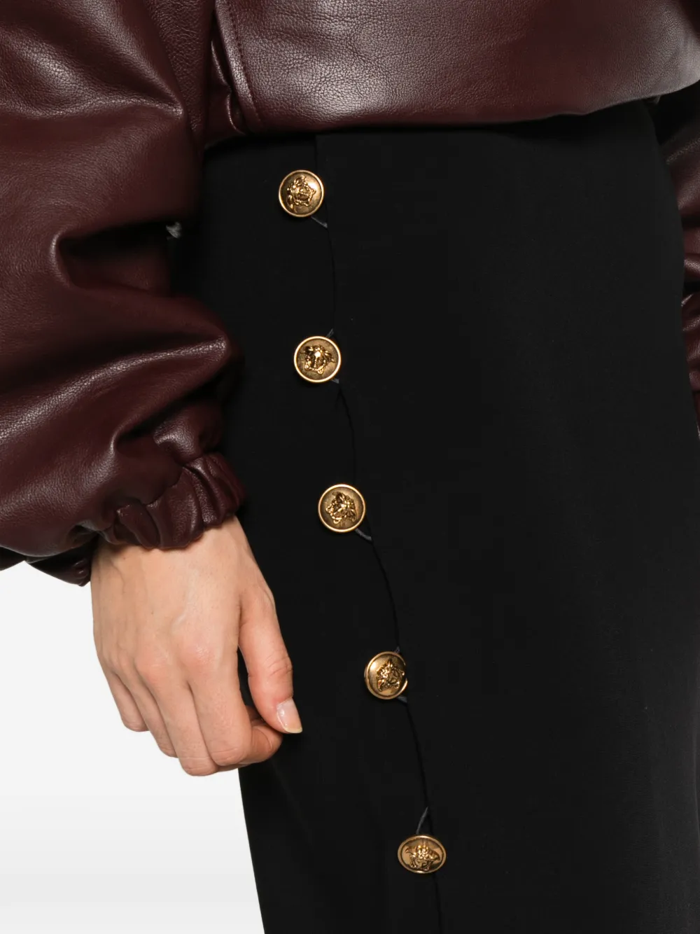 Versace Medusa button-embellished midi skirt Zwart