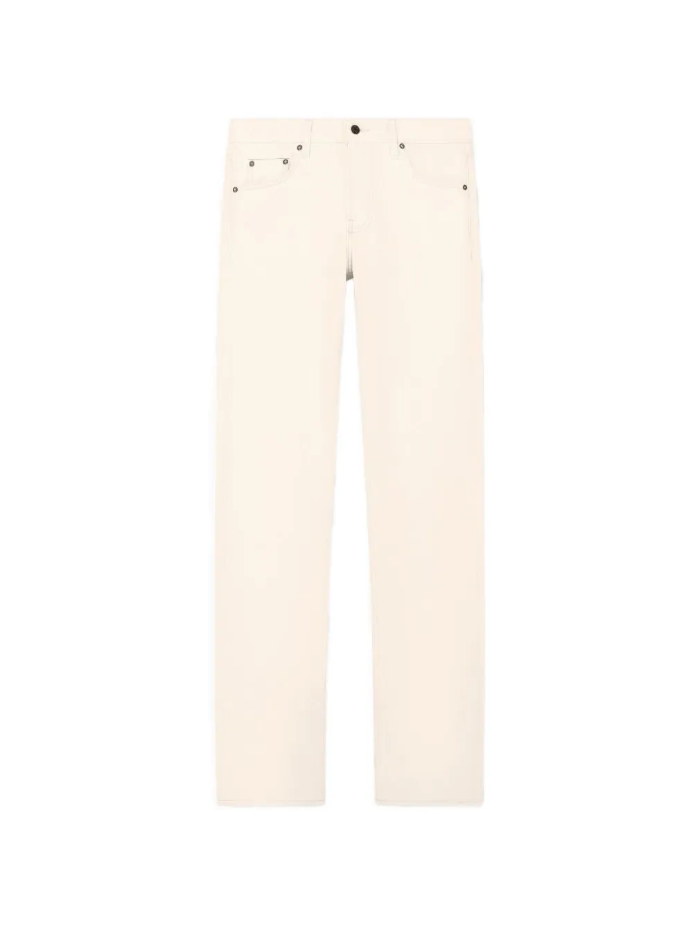 Emporio Armani five-pocket cotton denim jeans with a zip and leather patch - Nude