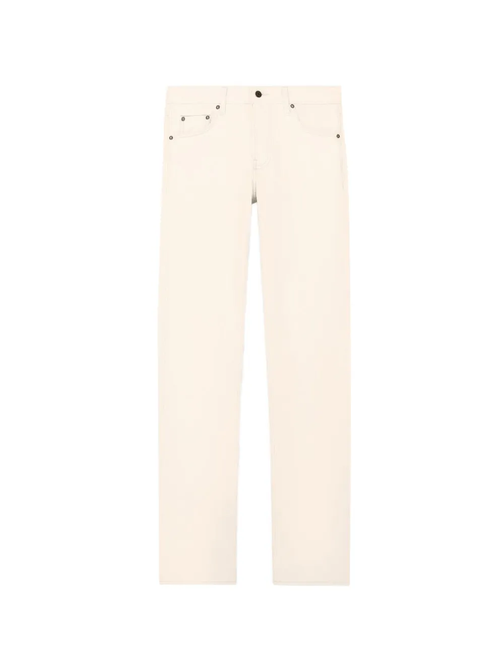Emporio Armani five-pocket cotton denim jeans with a zip and leather patch - Toni neutri