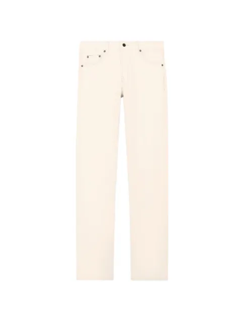 Emporio Armani five-pocket cotton denim jeans with a zip and leather patch