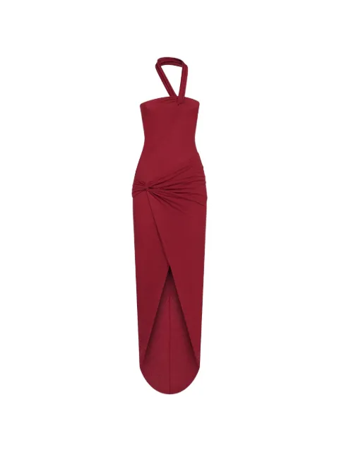 Amen asymmetric draped halterneck maxi dress