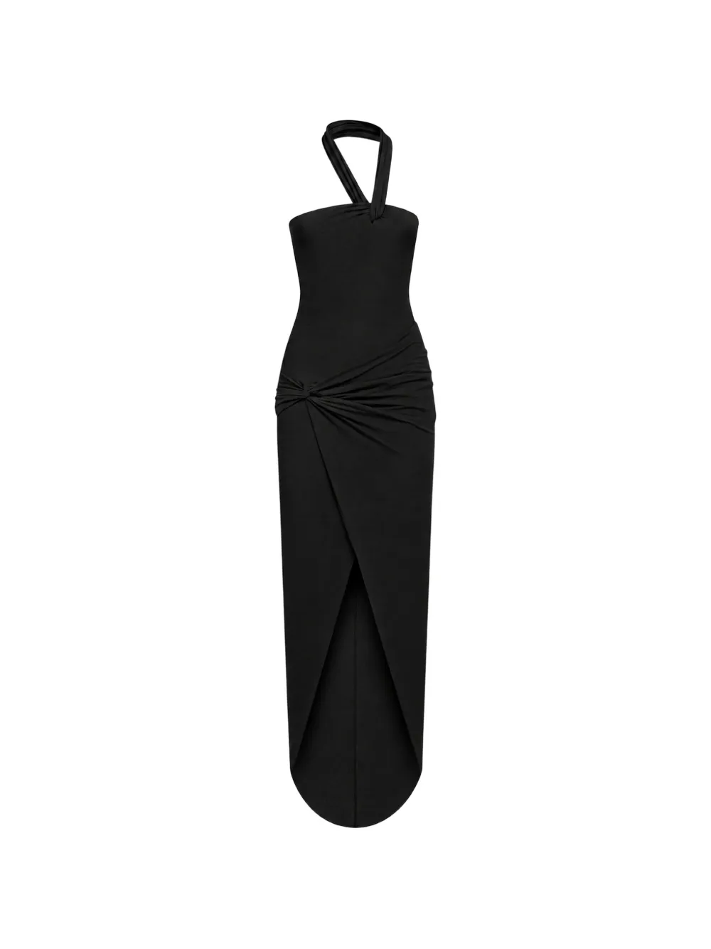 Amen halterneck draped asymmetric dress - Nero