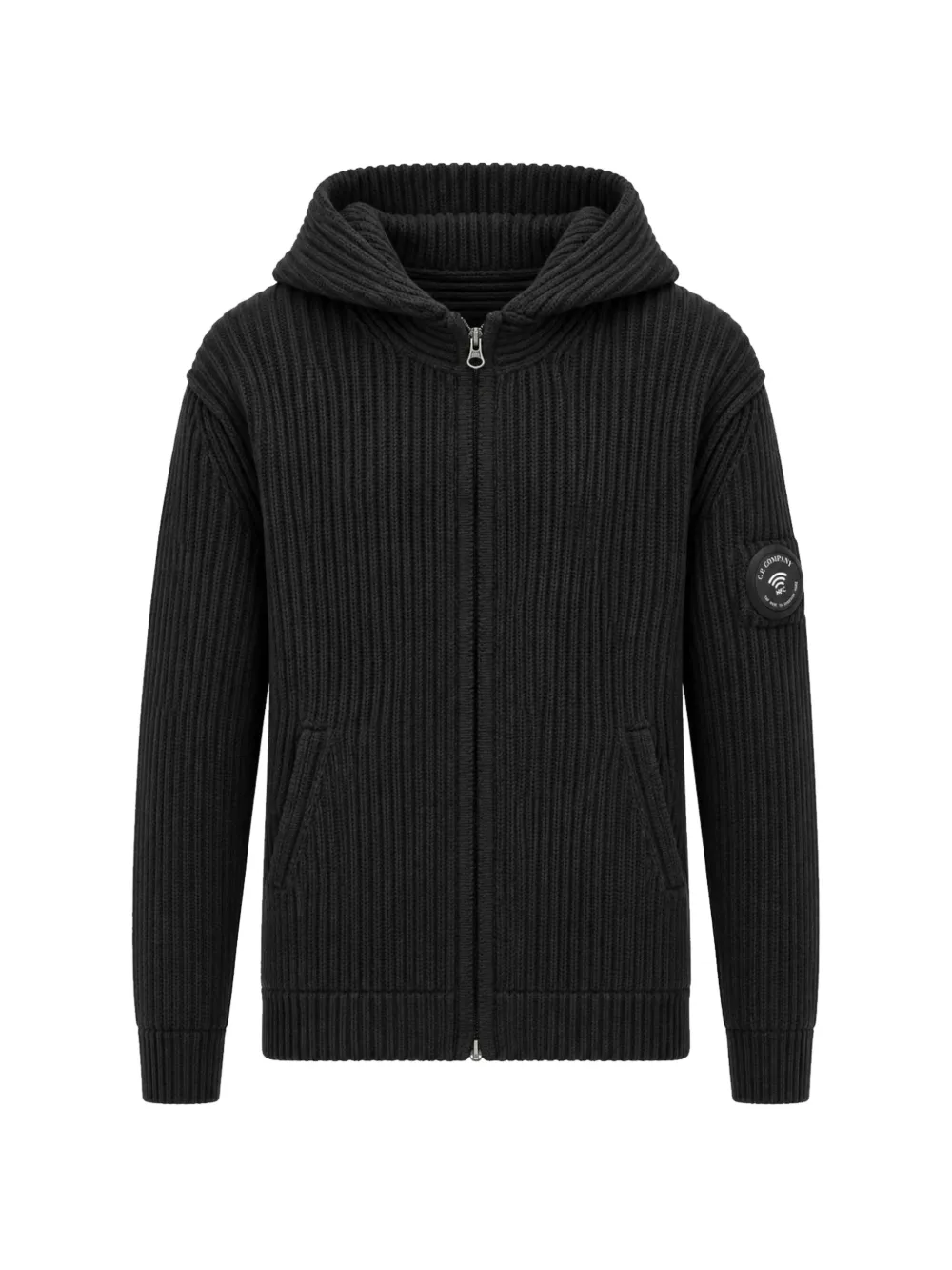 C.P. Company Felpa con dettaglio Lente, zip e cappuccio - Nero