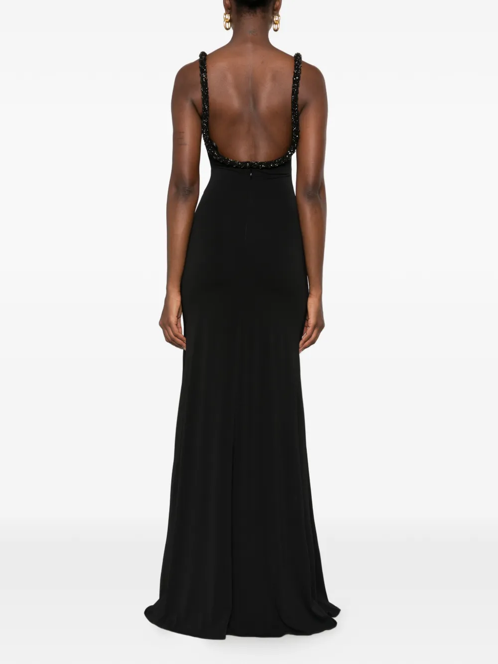 Elisabetta Franchi bead-embellished open-back maxi dress Zwart