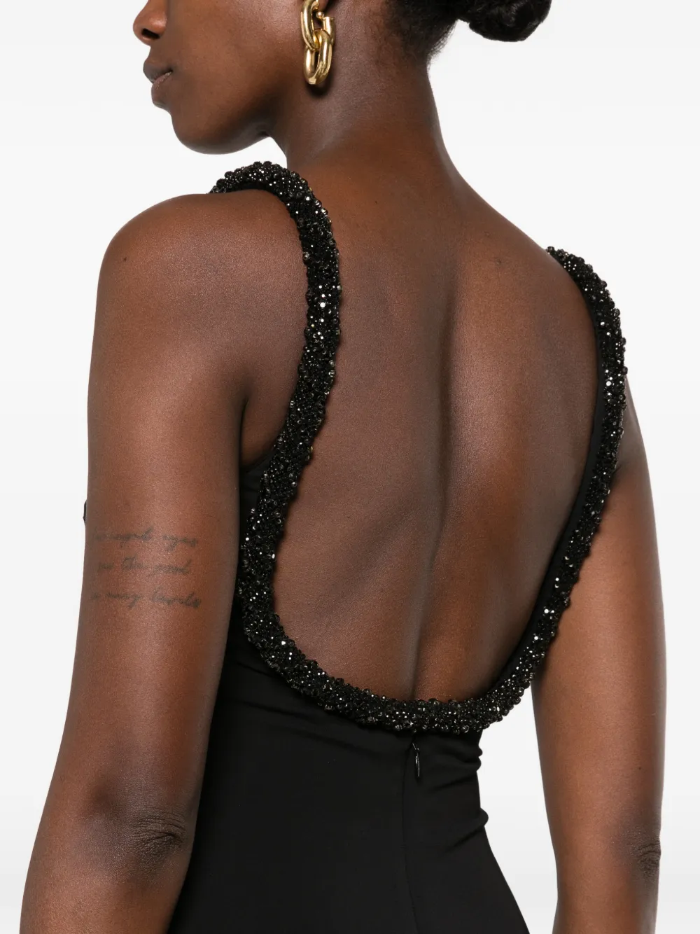 Elisabetta Franchi bead-embellished open-back maxi dress Zwart