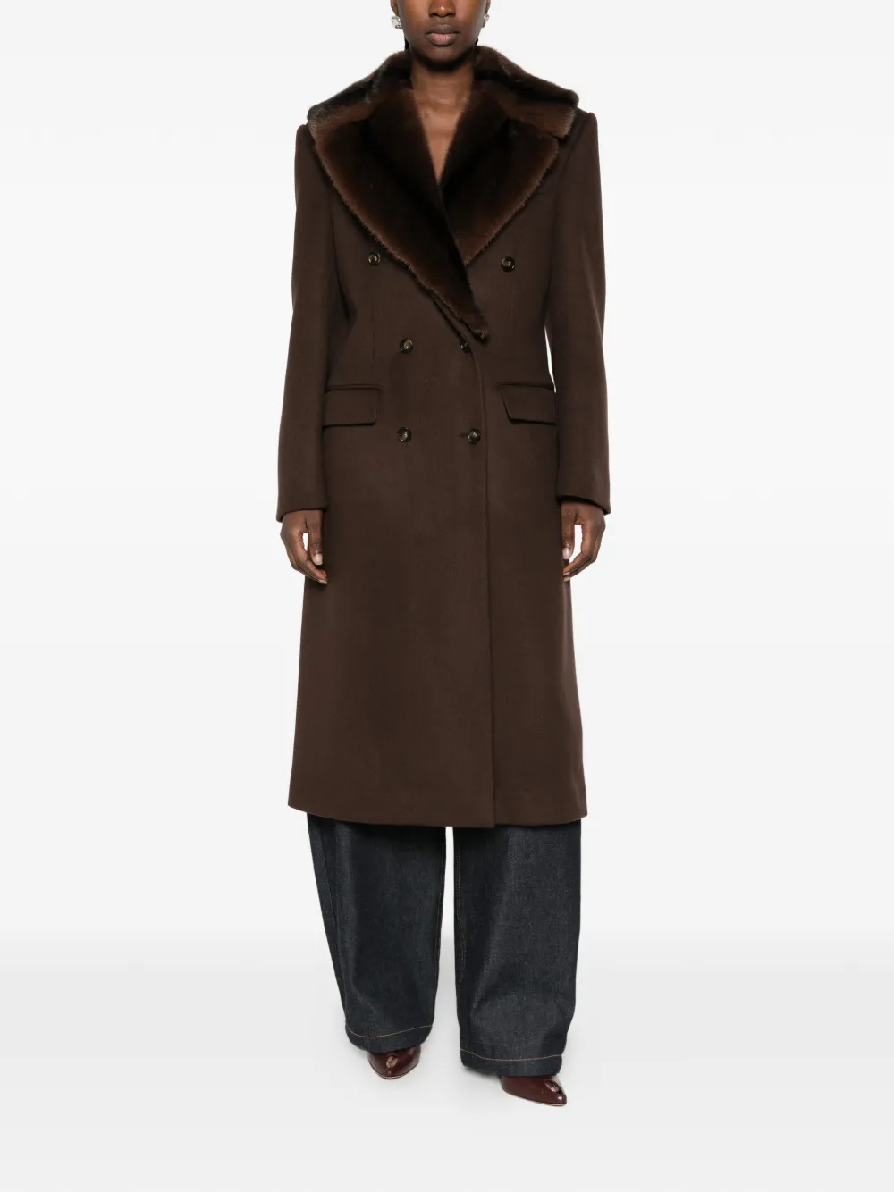 Stella McCartney double-breasted collar-detail coat Bruin