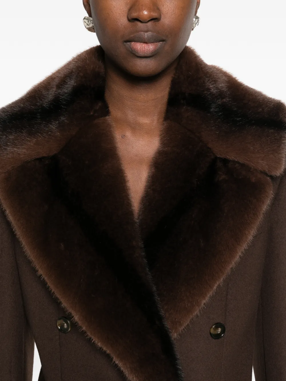 Stella McCartney double-breasted collar-detail coat Bruin