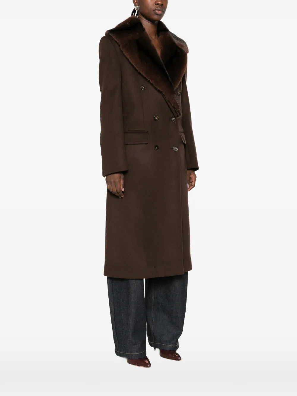 Stella McCartney double-breasted collar-detail coat Bruin