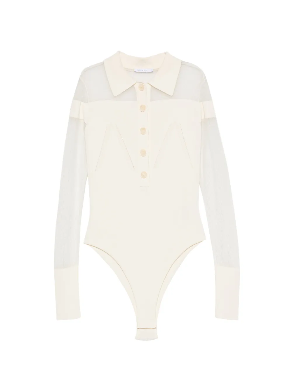 Patrizia Pepe sheer-panelled buttoned bodysuit - Toni neutri