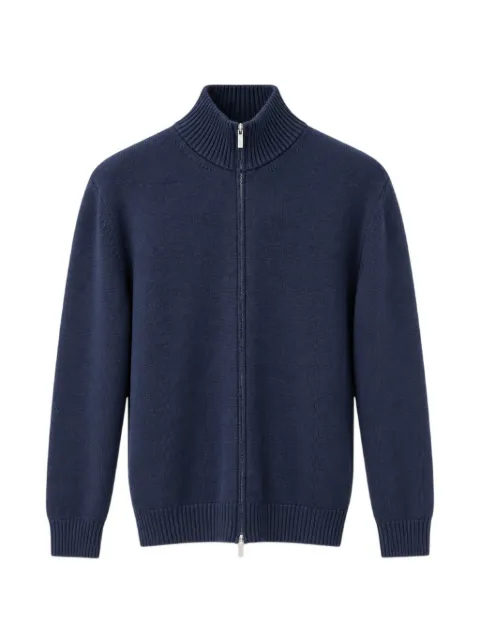MASQ zip-up ribbed-trim cardigan