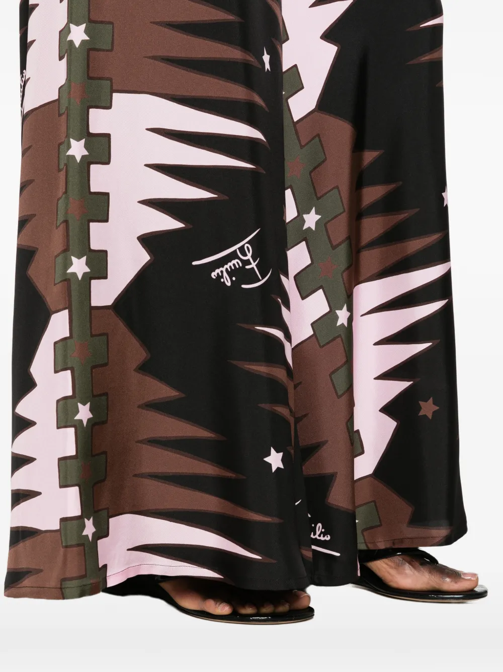 PUCCI Zijden palazzo broek met Iride-print Zwart