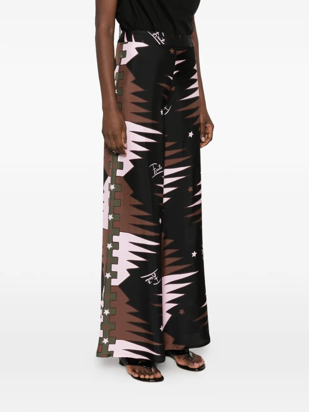 PUCCI Zijden palazzo broek met Iride-print Zwart