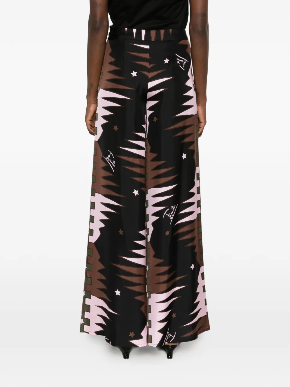 PUCCI Zijden palazzo broek met Iride-print Zwart