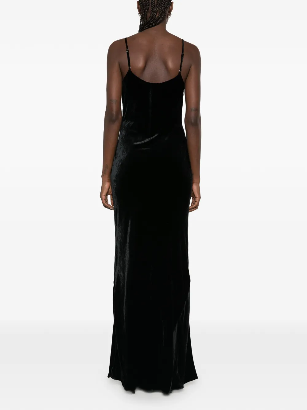Stella McCartney lace-panelled velvet maxi dress Zwart