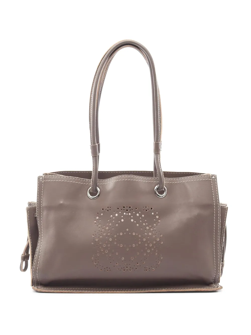 Loewe Pre-Owned 2000-2026 Leather Perforated Anagram tote bag - Neutrals