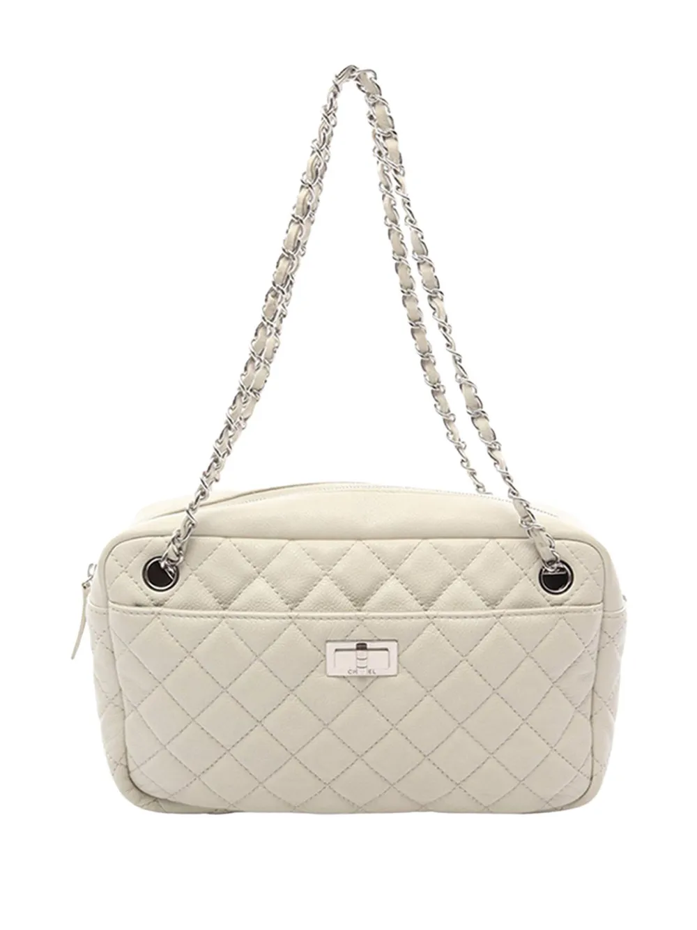 CHANEL Pre-Owned 2008-2009 Large Quilted Caviar Reissue Camera Bag shoulder bag - White