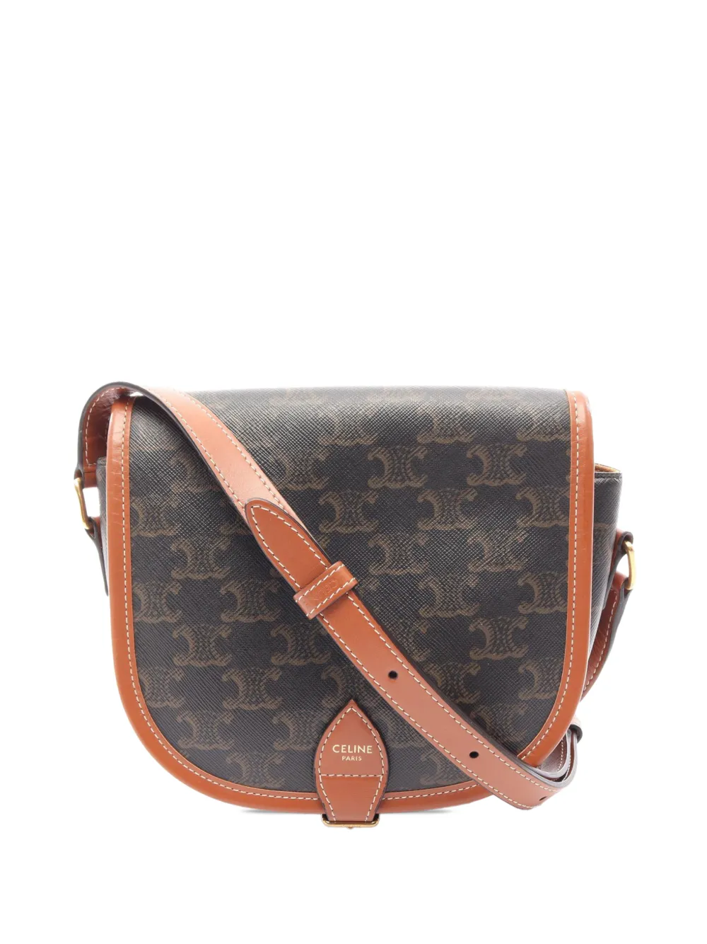 Celine Pre-Owned 2000-2026 Medium Triomphe Coated Canvas Folco crossbody bag - Marrone