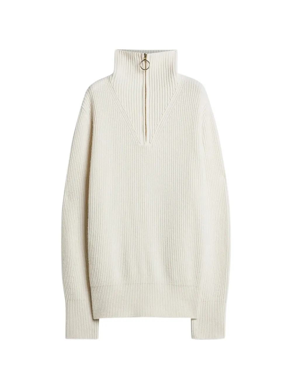 Forte ribbed-knit quarter-zip sweater Wit