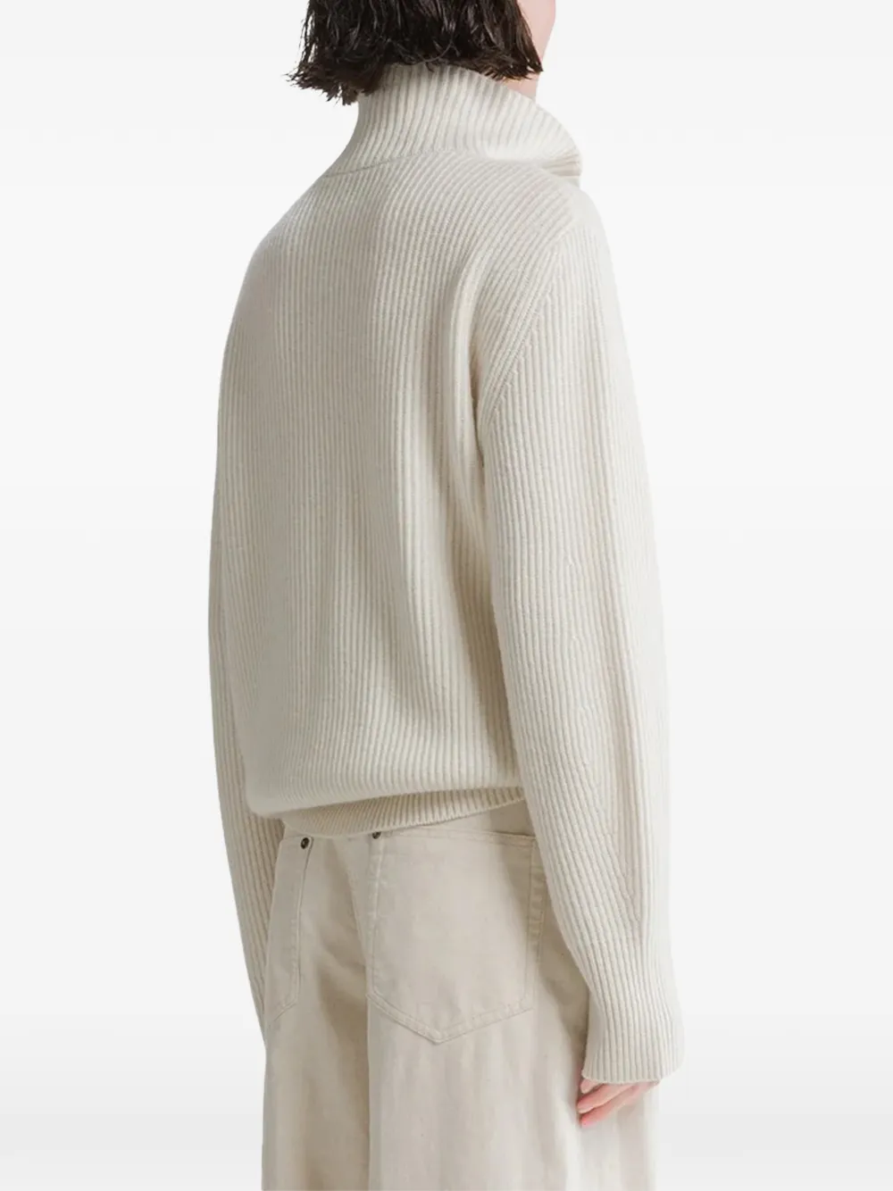 Forte ribbed-knit quarter-zip sweater Wit