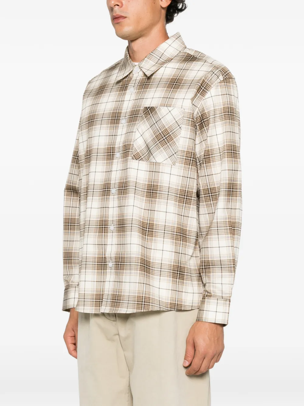 Axel Arigato Wick check-pattern chest-pocket shirt Beige