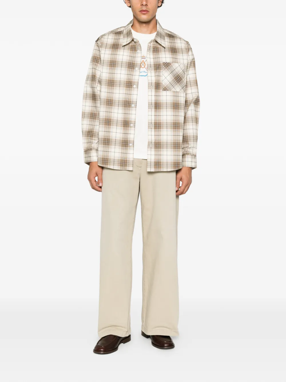 Axel Arigato Wick check-pattern chest-pocket shirt Beige