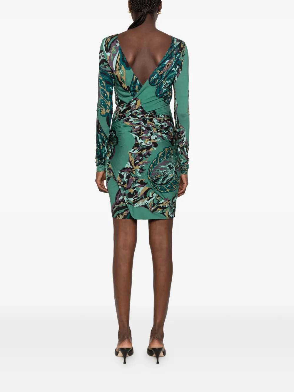 PUCCI printed ruched midi dress Groen