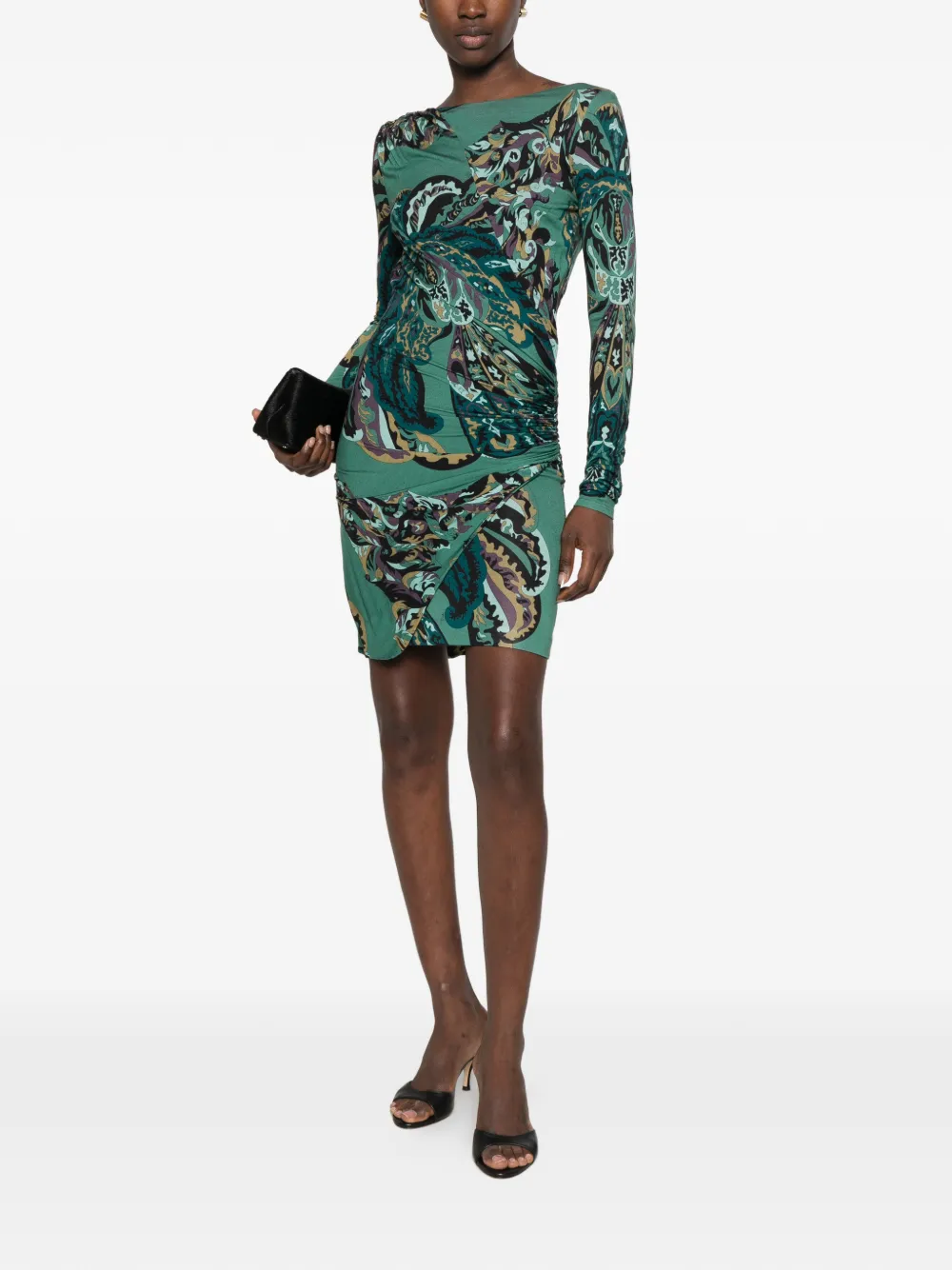 PUCCI printed ruched midi dress Groen