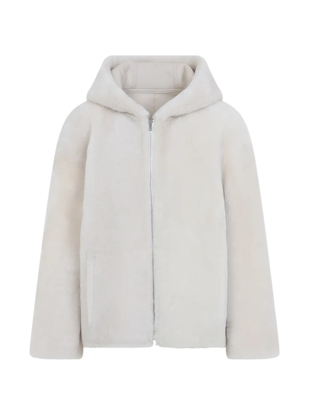 Yves Salomon hooded shearling coat - Nude