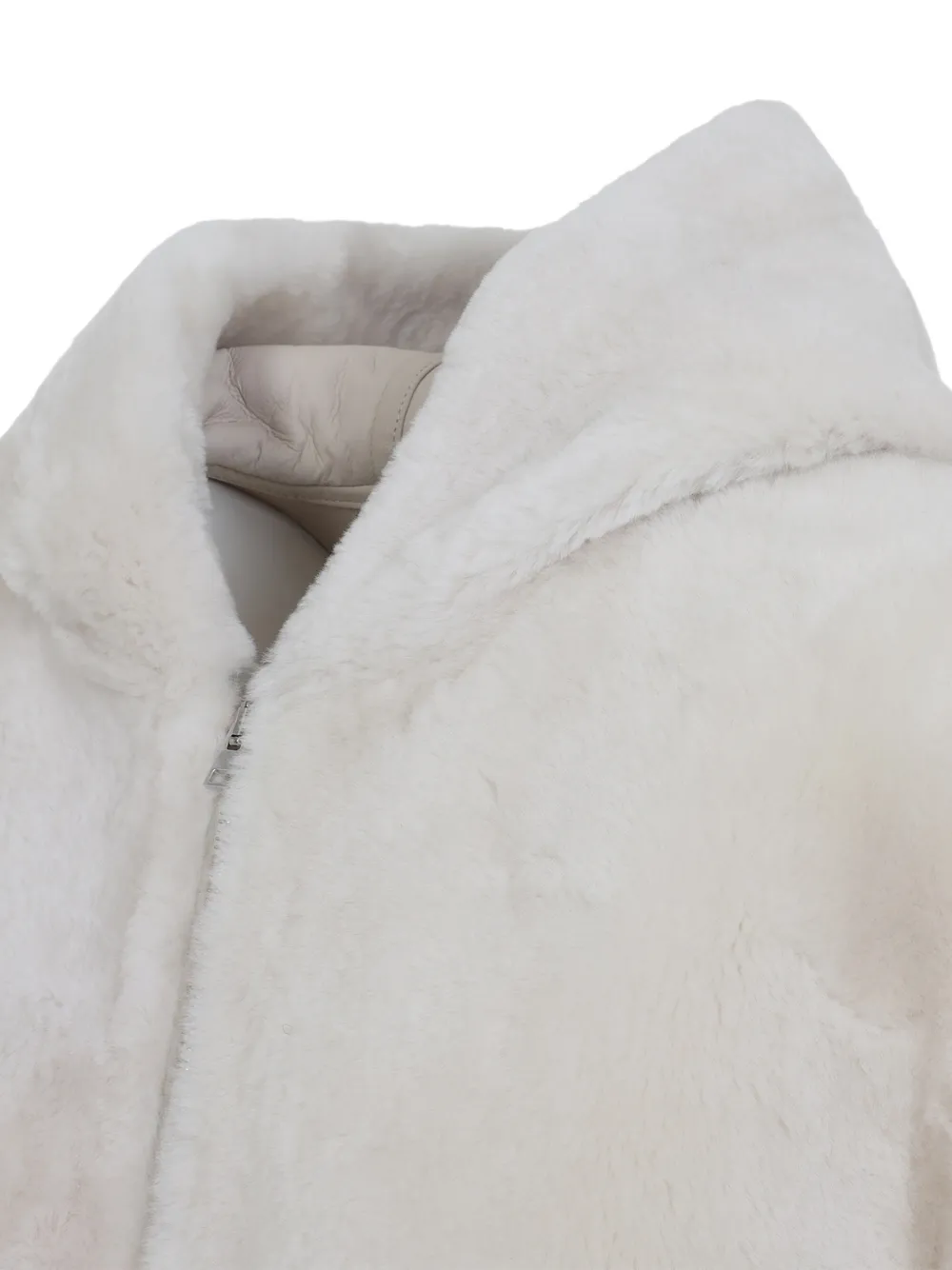 Yves Salomon hooded shearling coat Beige