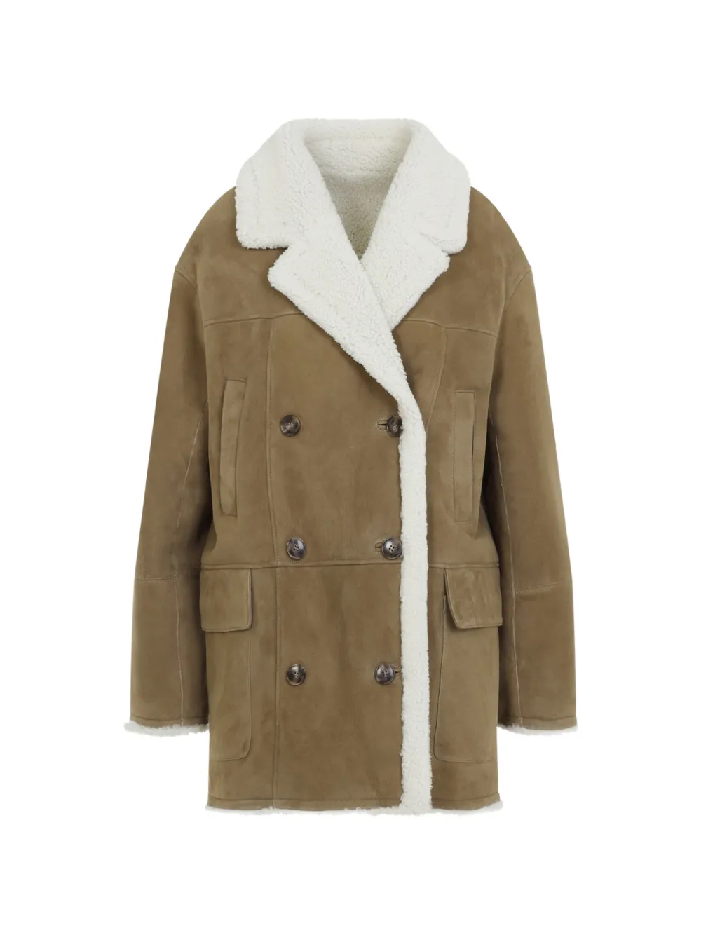 Yves Salomon double-breasted shearling coat - Braun